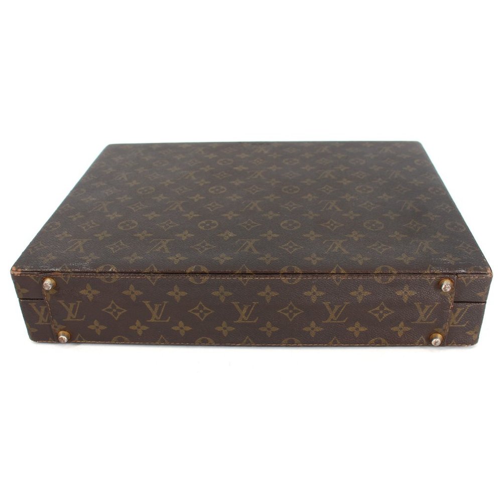 Louis Vuitton Attache Briefcase Trunk Brown Tan Leather LV Monogram President - Picture 5 of 9